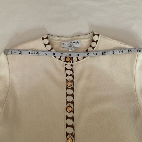 St. John Collection by Marie Gray Knit Cardigan Cream Size 10 - Picture 11 of 16